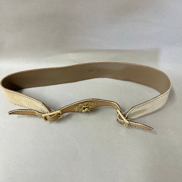 Vintage Suede Leather Waist Belt w/ Gold Lion Medallion Statement Size Large - Picture 14 of 15